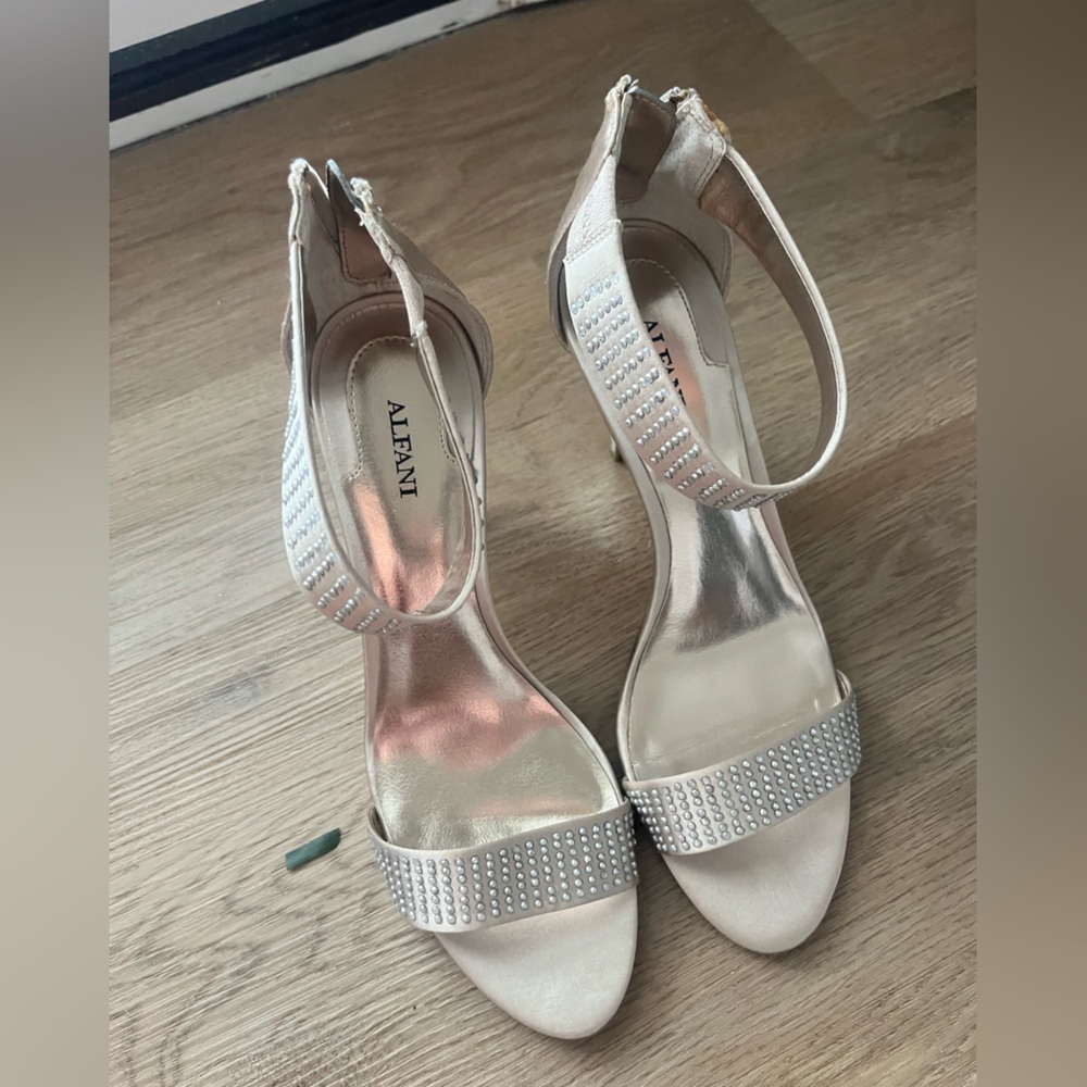 Alfani Cream Heels with Rhinestone Embellishments